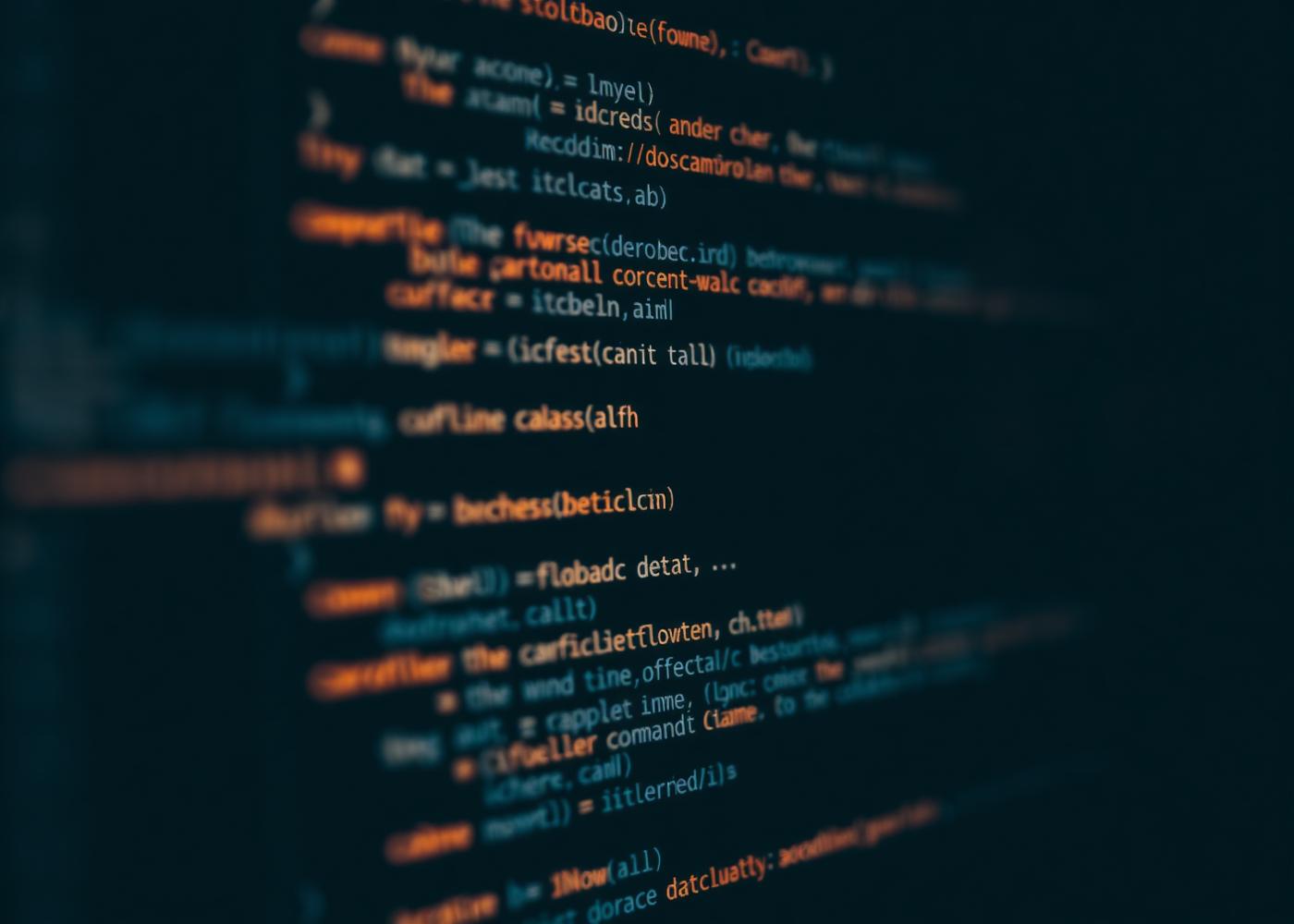 Editor with source code showing warm amber syntax highlighting