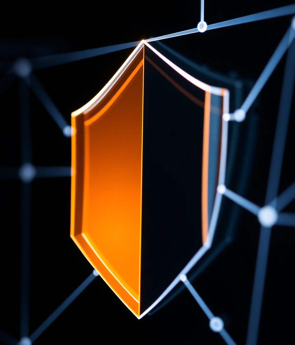 Abstract amber shield among a network of nodes representing privacy safeguards
